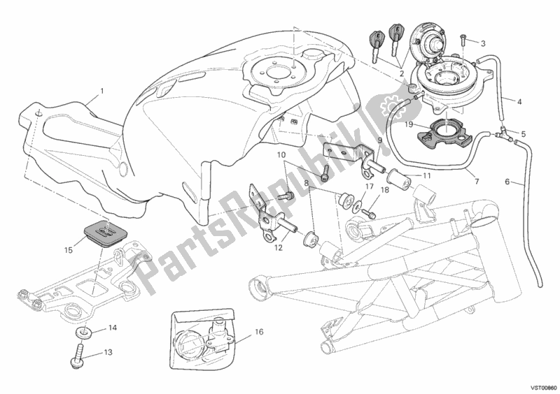 Todas as partes de Tanque De Combustível do Ducati Monster 696 ABS 2013